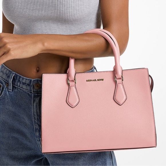 Michael Kors Sheila Medium Satchel Bag Powder Blush - Picture 3 of 9